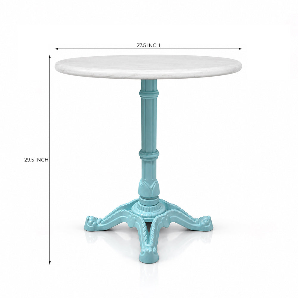 Mercer White Banswara Marble Restaurant Table with Metal Legs - Medium