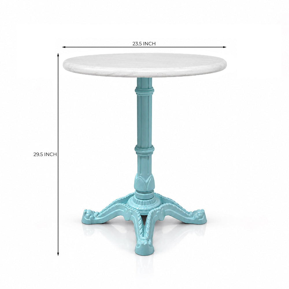 Mercer White Banswara Marble Restaurant Table with Metal Legs - Small