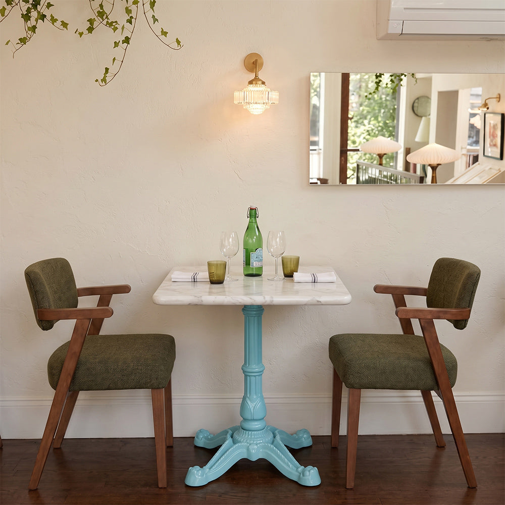 Beacon White Banswara Marble Restaurant Table with Metal Legs - Small
