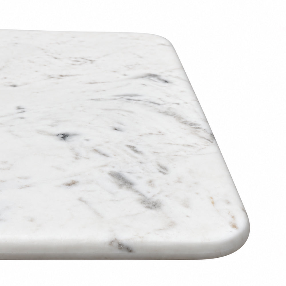 Beacon White Banswara Marble Restaurant Table with Metal Legs - Large