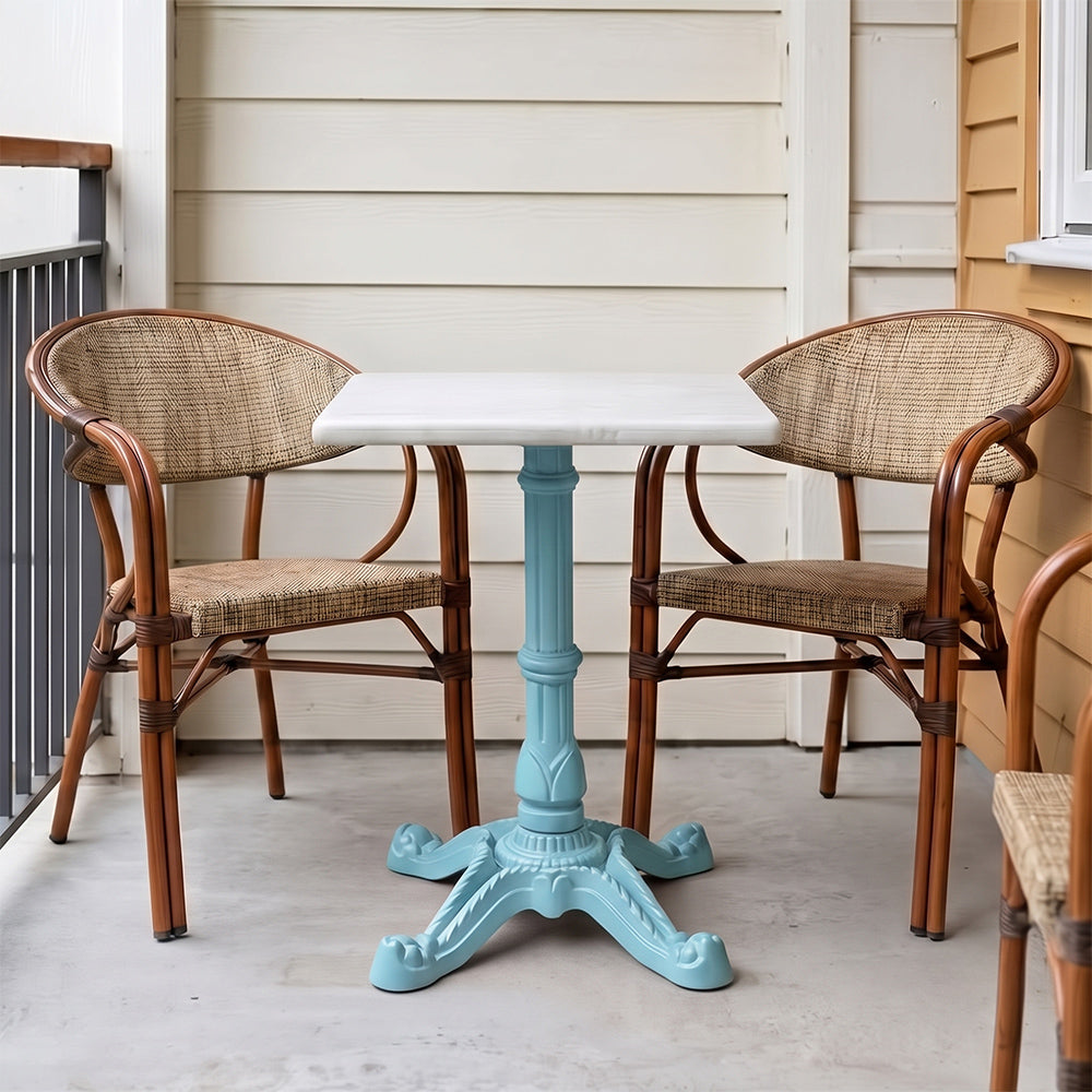 Whitley White Banswara Marble Restaurant Table with Metal Legs - Small