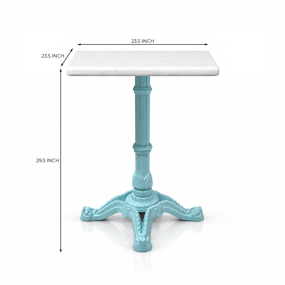 Whitley White Banswara Marble Restaurant Table with Metal Legs - Small