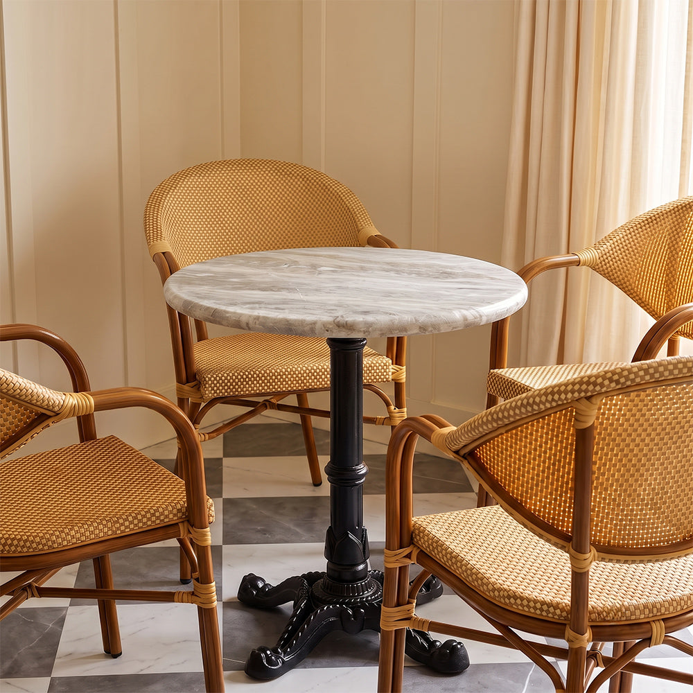 Crestwood Sawar Marble Restaurant Table with Metal Legs - Medium