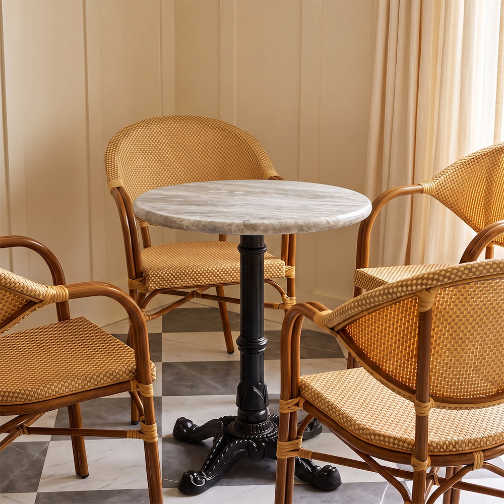 Crestwood Sawar Marble Restaurant Table with Metal Legs - Small