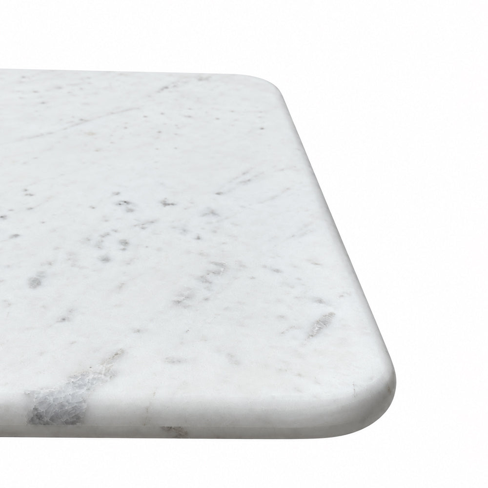 Seabrook White Banswara Marble Restaurant Table with Metal Legs - Medium