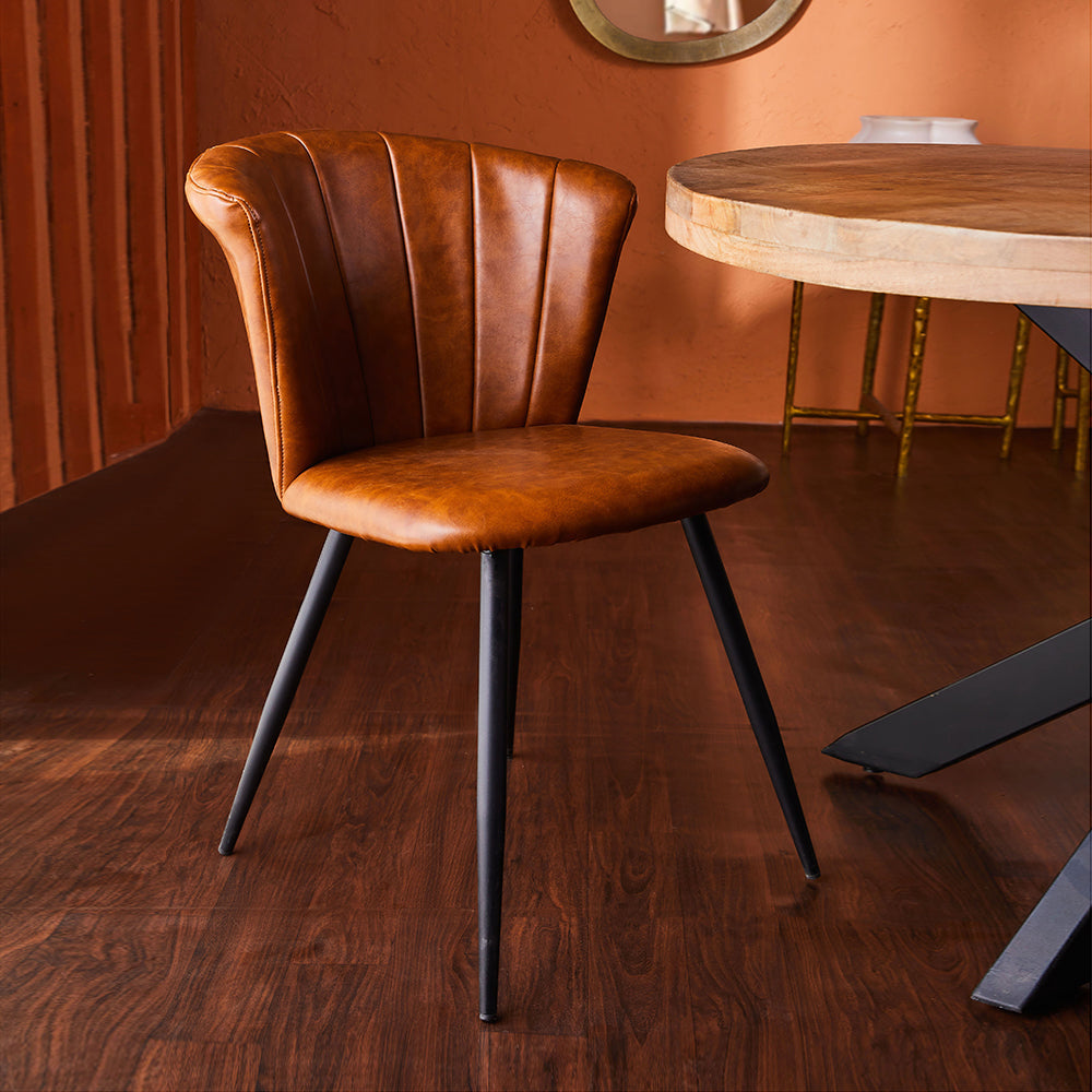 Rustic Flame PU Leather Dining Chair