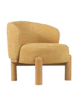 Velour Crest Chenille Wooden Armchair - Yellow