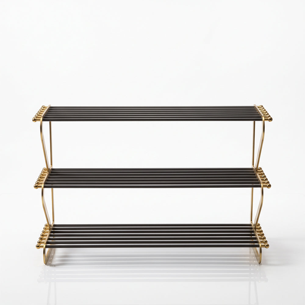 Kael Gold Black Metal Shoe Rack - Product View 1