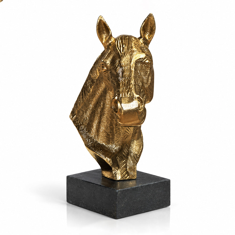 Nori Metal Horse Decorative Object with Green Granite Marble Base - Product View 5