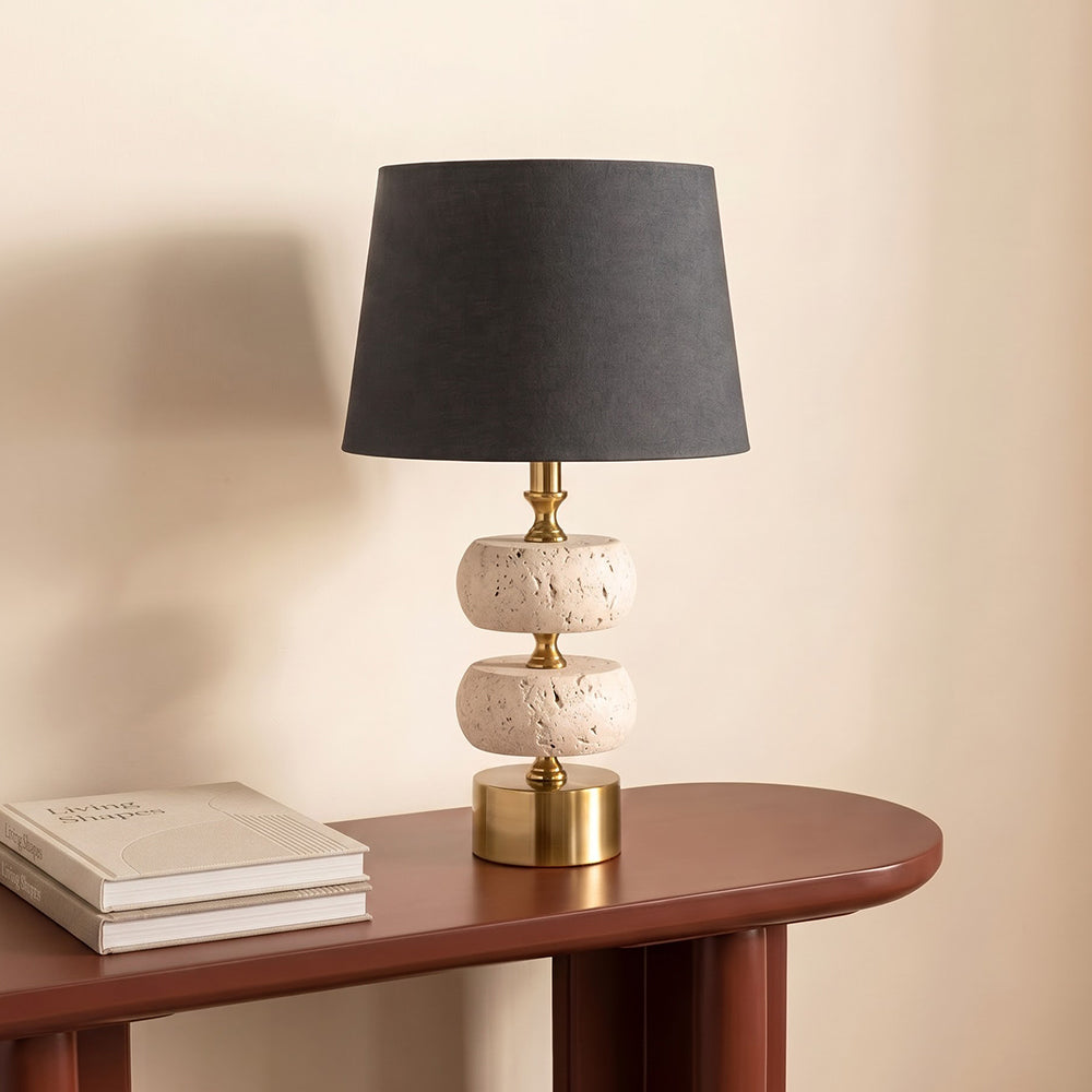 Paco Marble Table Lamp with Black Shade - Product View 5