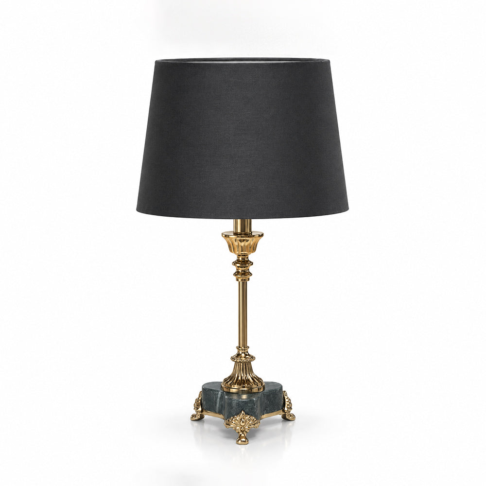Remi Metal Marble Table Lamp with Black Shade - Product View 1