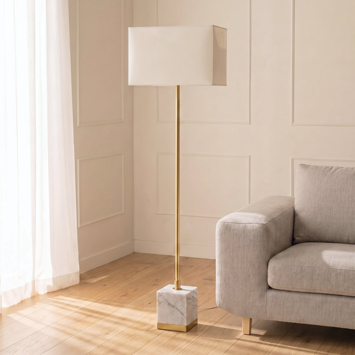 Thorne Marble Floor Lamp with Metal - Product View 6