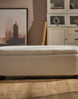 Mavis Boucle Bench with Wood - White