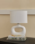 Astral Noir Fabric Shade Ceramic Table Lamp - Off White