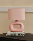 Astral Noir Fabric Shade Ceramic Table Lamp - Pink