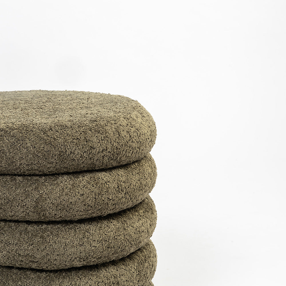 Elves Boucle Plywood Pouf - Green