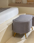 Alabaster Polyester Storage Bench With Steel Legs - Grey