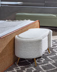 Alabaster Polyester Storage Bench With Steel Legs - Ivory