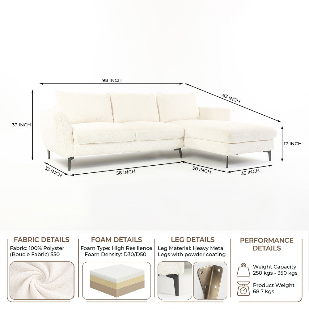 Nova Niche 3 Seater Sofa - White