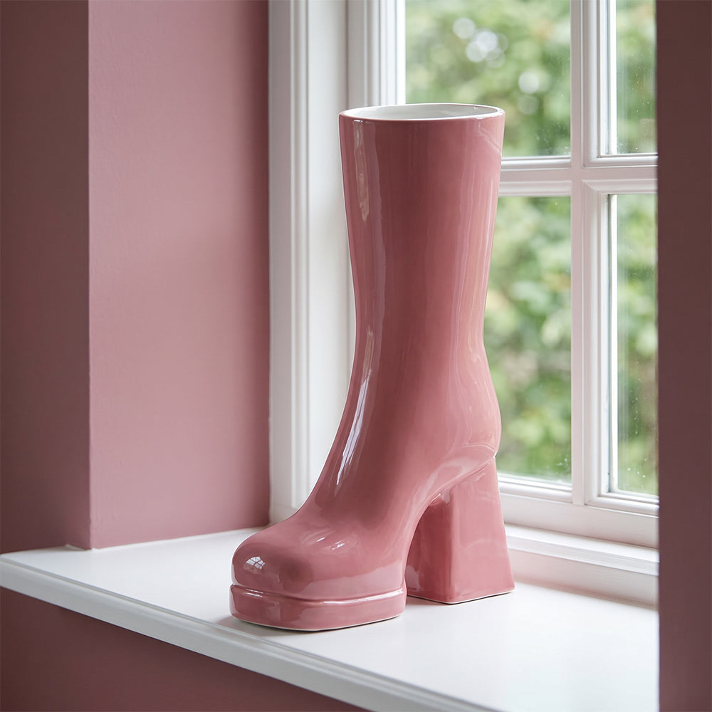 Napthera Edge Pink Boot Ceramic Table Flower Pot