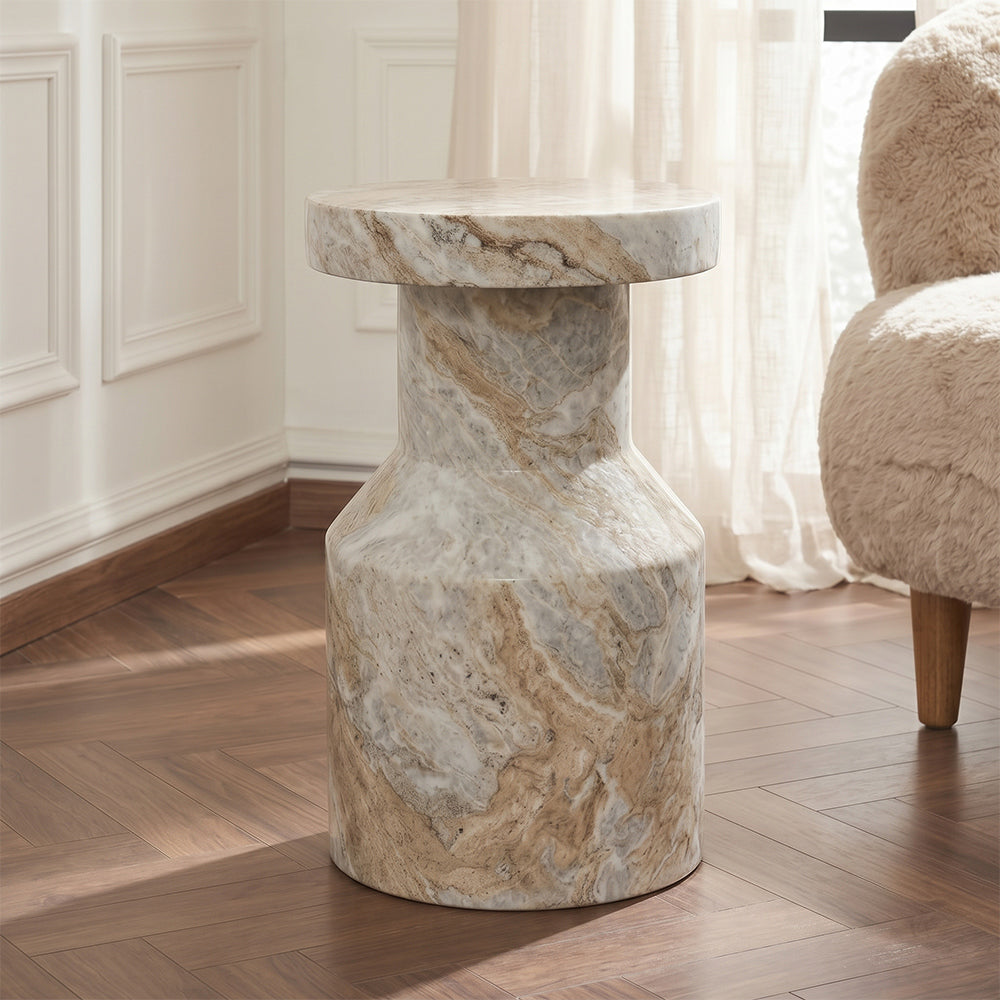 Banach Butterscotch Marble Accent Table