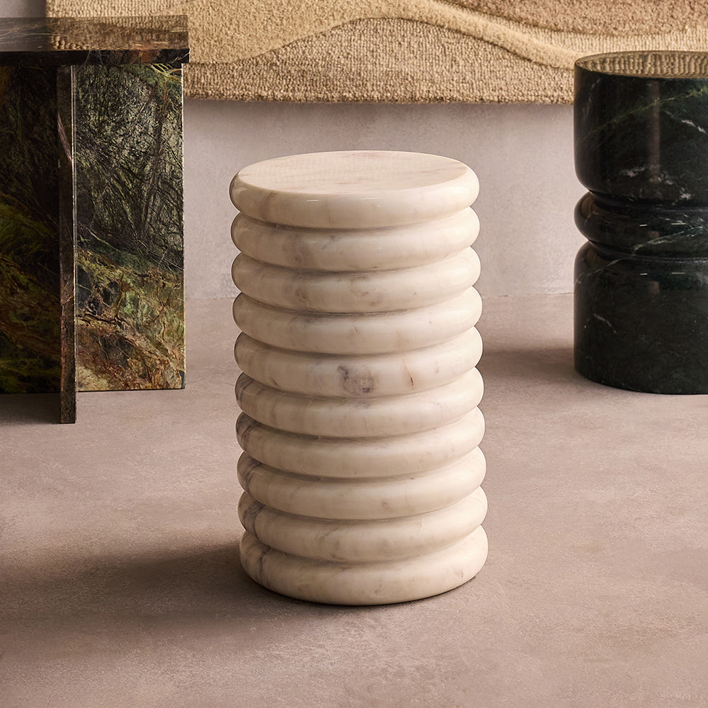 Albeit White Purple Marble Accent Table