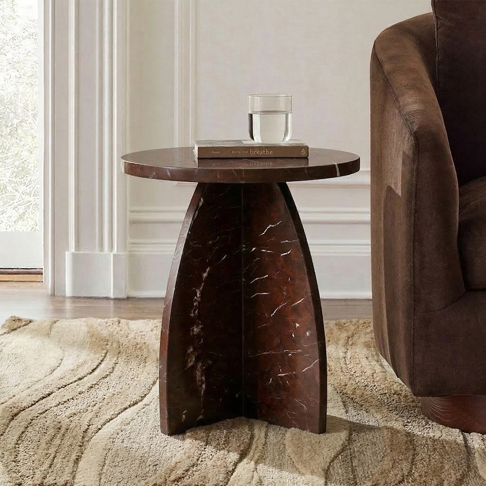 Summa Red Marble Accent Table