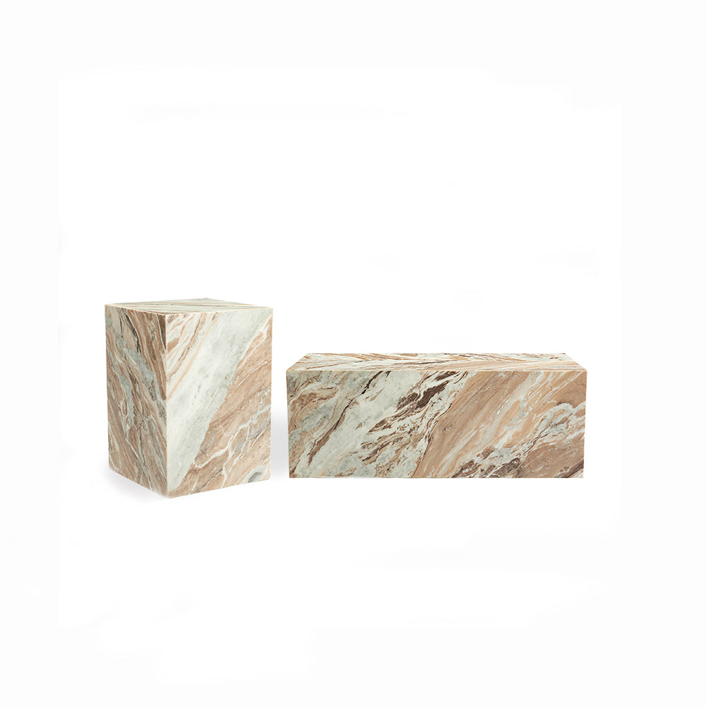 Butterscotch Indian Marble Coffee Table Set of 2
