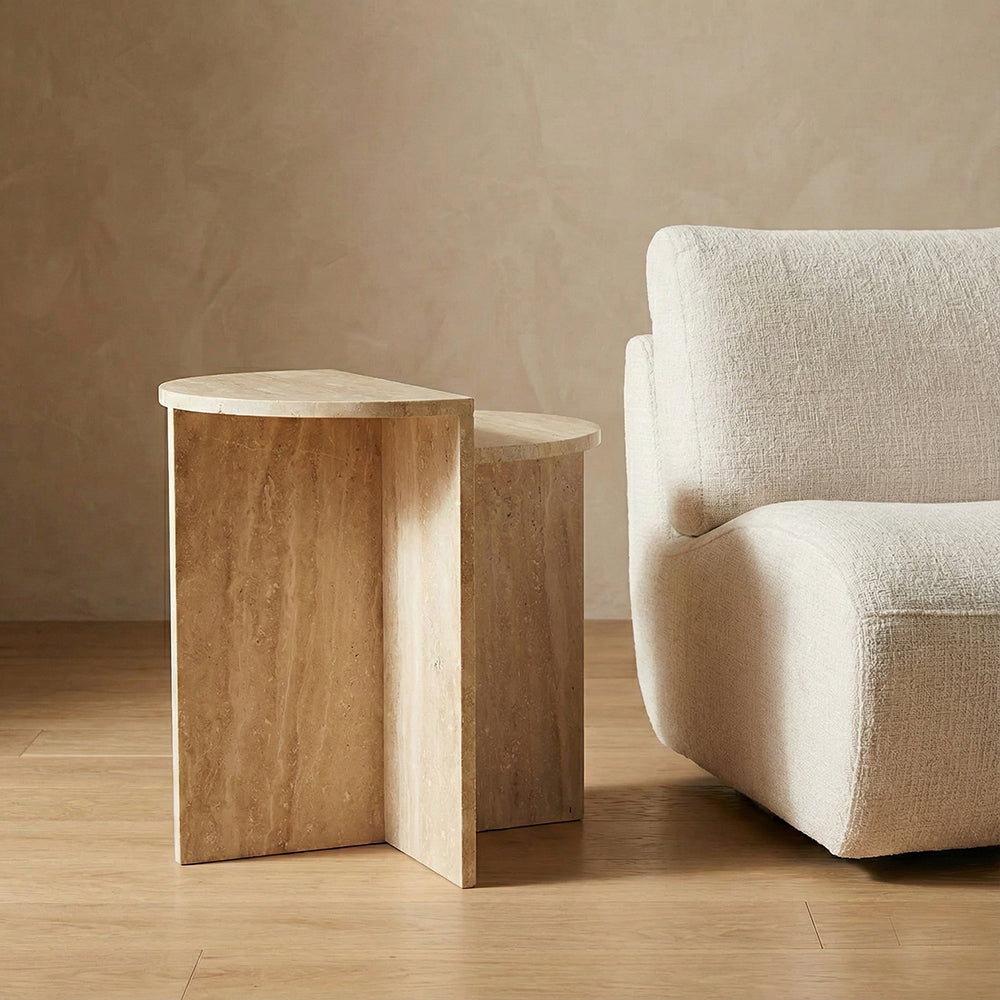 Travertine Marble Vyine Accent Table