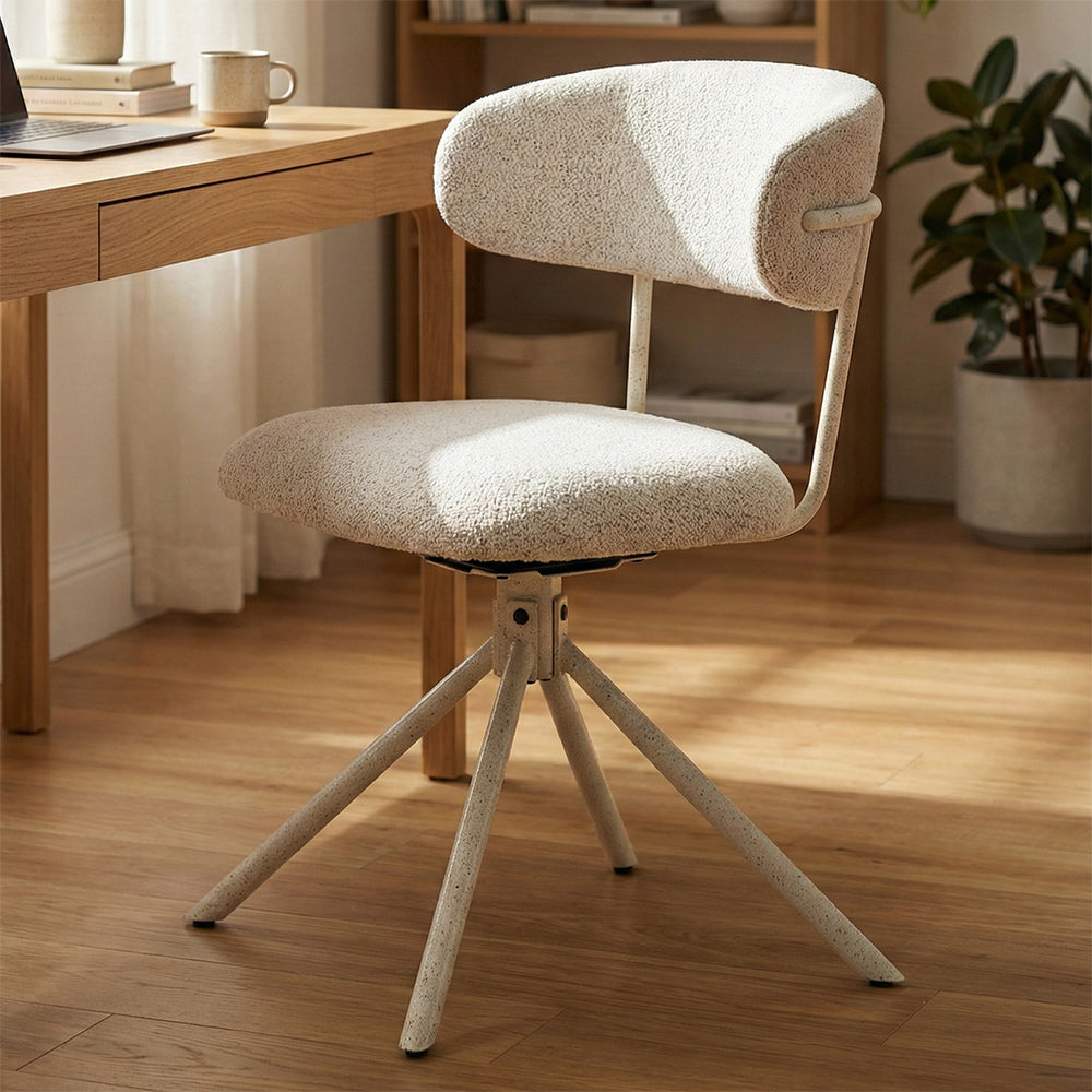 Boucle Aiko Dining Chair with Metal- Swivel