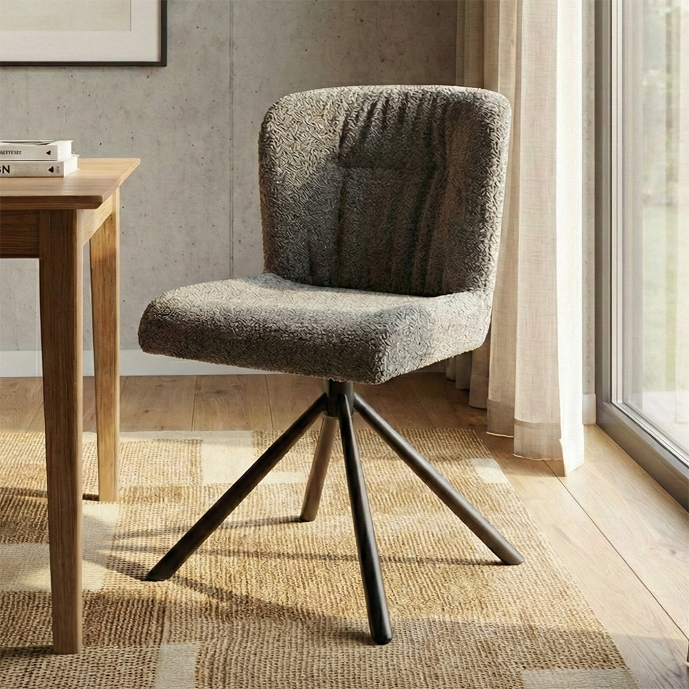 Boucle Jade Dining Chair with Metal- Swivel