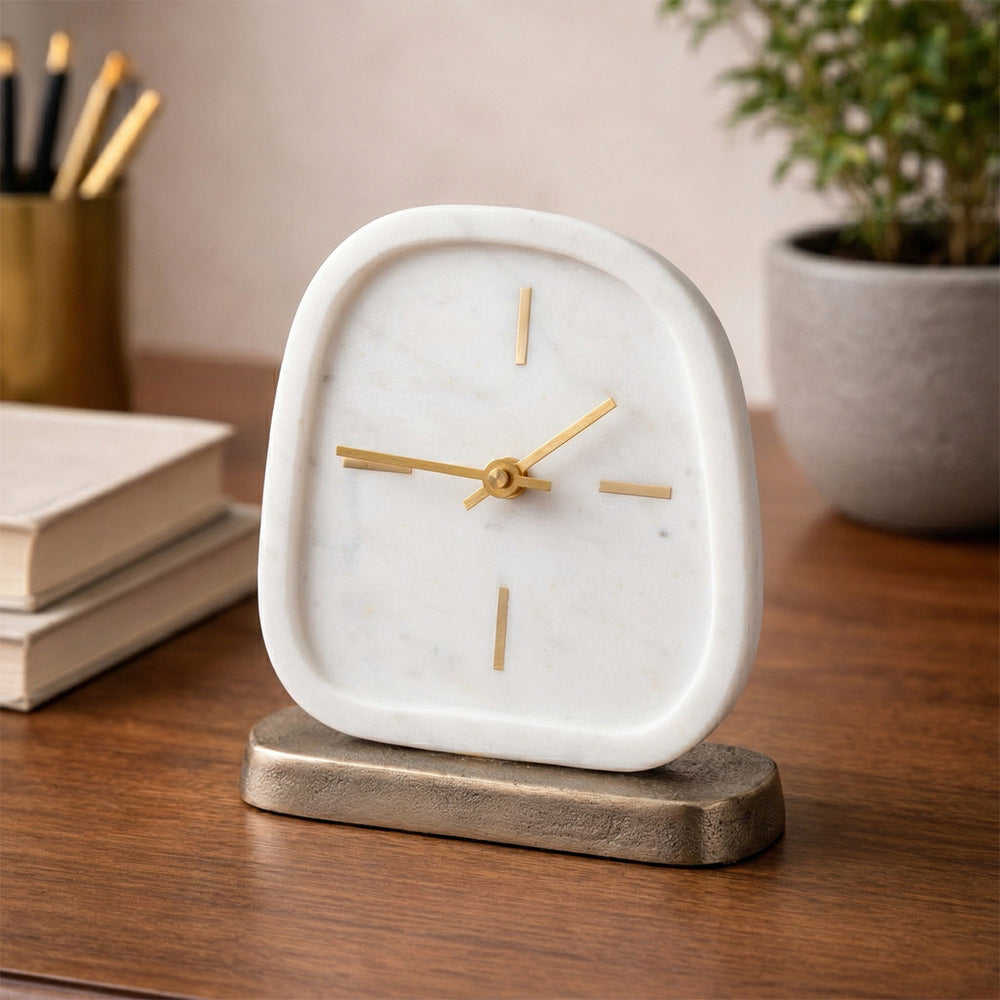 Aluminium Brielle Marble Clock