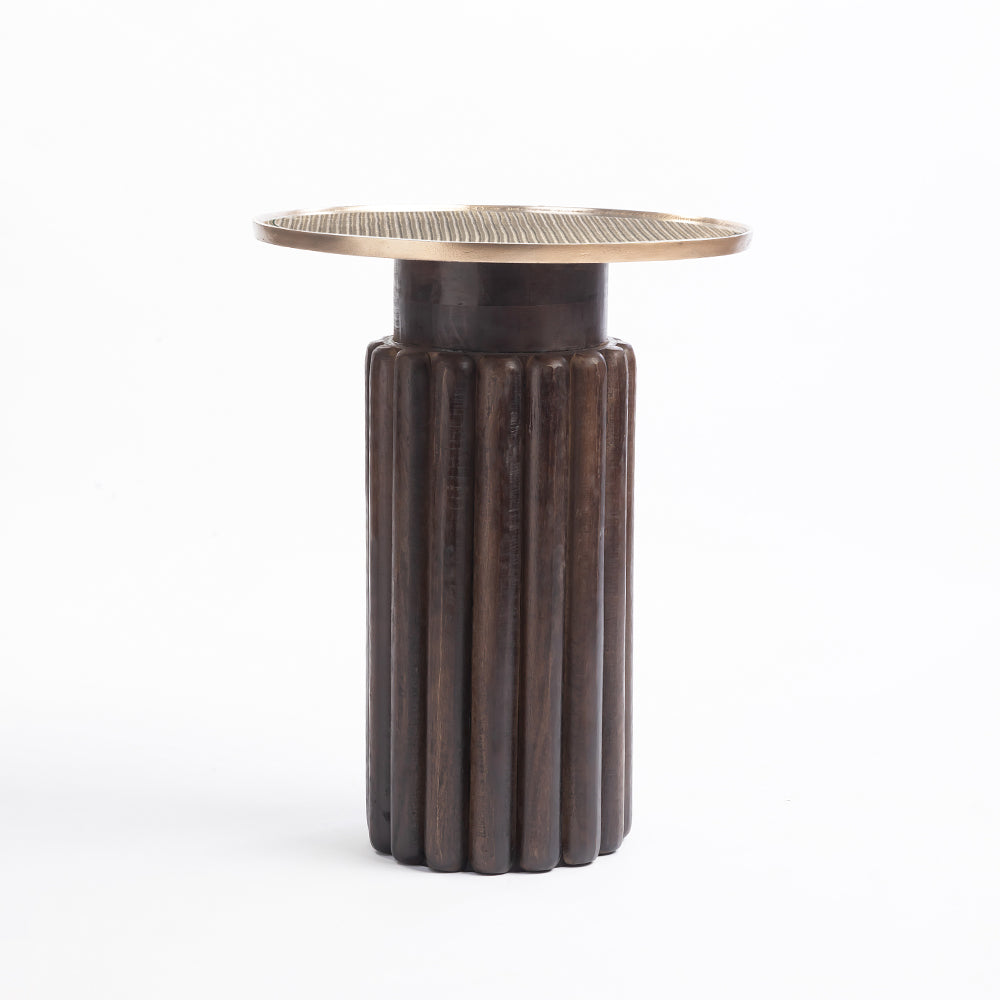 Wooden Jack Round Side Table with Iron