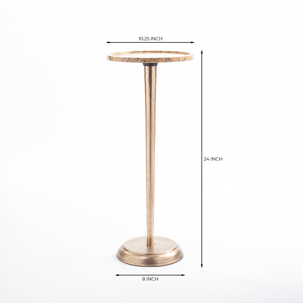 Terer Marble Round Side Table with Iron