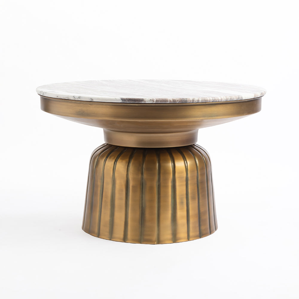Marble Guett Round Coffee Table Set of 2 with Metal - All