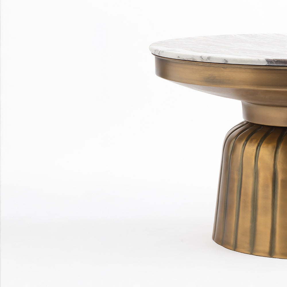 Marble Guett Round Coffee Table Set of 2 with Metal - All