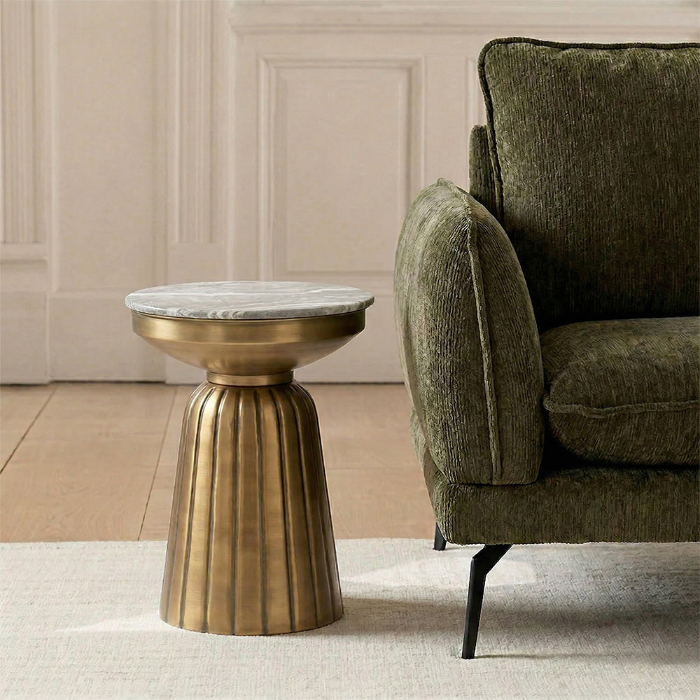 Marble Guett Round Coffee Table Set of 2 with Metal - Small