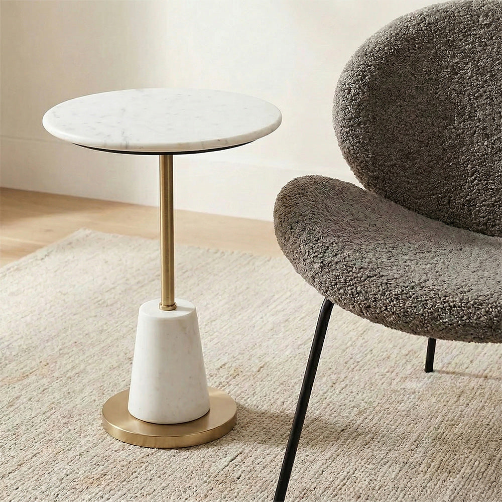 Marble Ivye Round Side Table with Metal