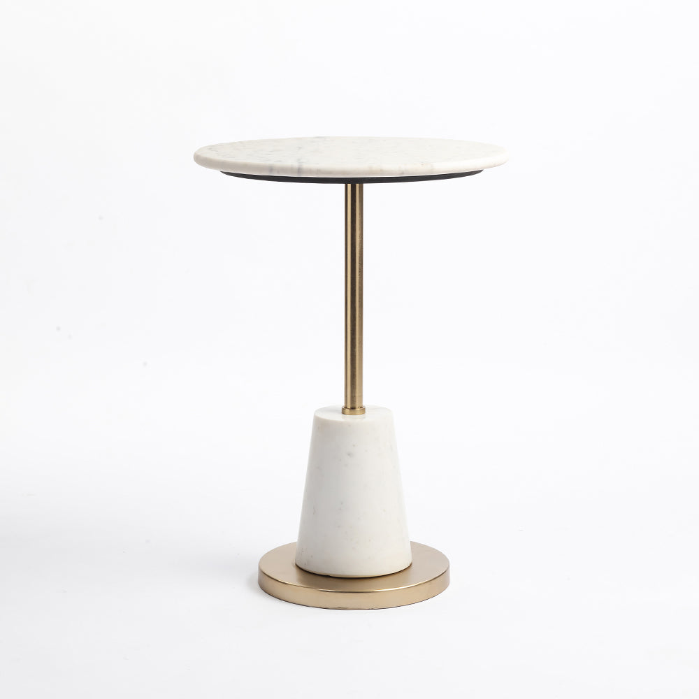 Marble Ivye Round Side Table with Metal