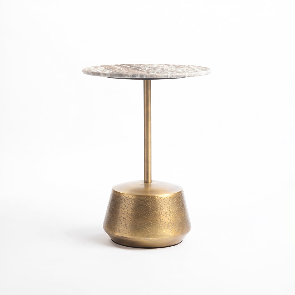 Marble Hypa Round Side Table with Metal