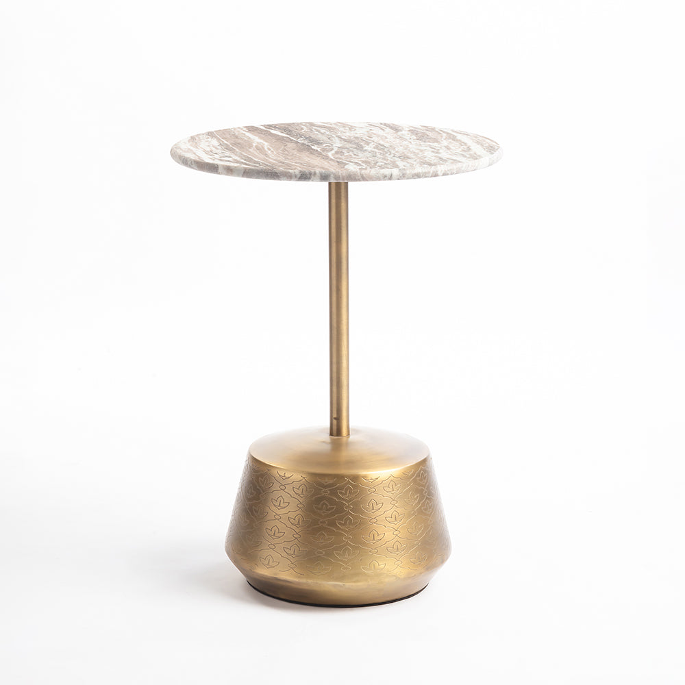 Marble Hypa Round Side Table with Metal