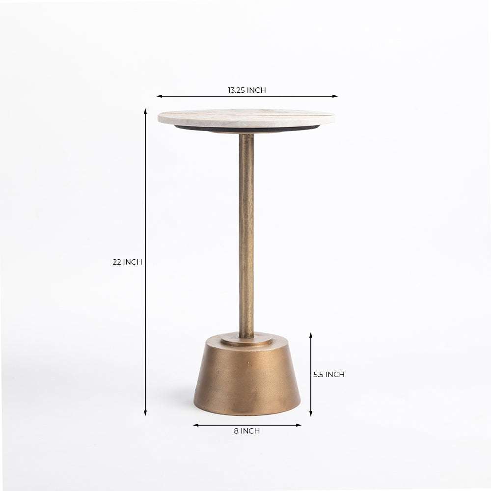Marble Bakha Round Side Table with Metal