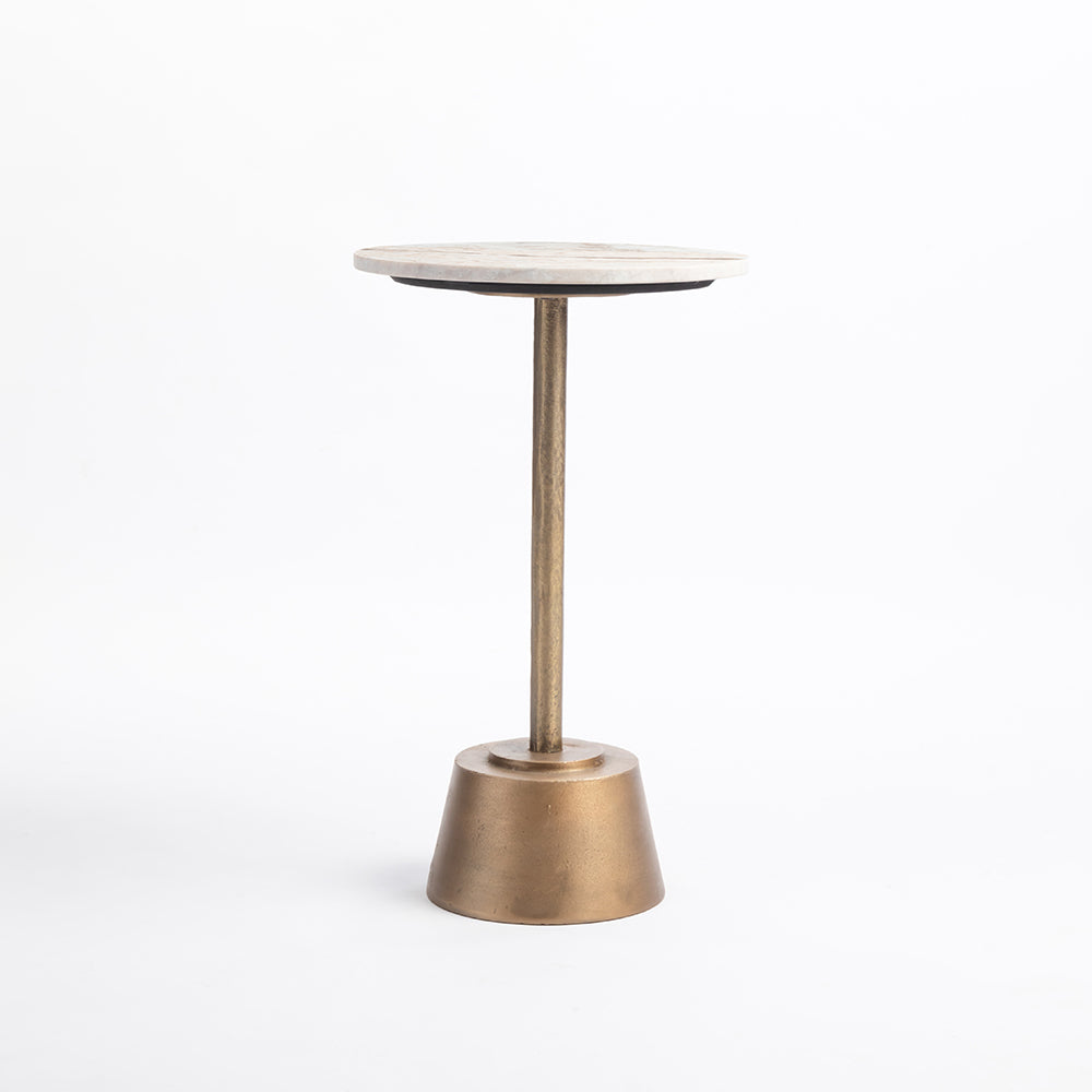 Marble Bakha Round Side Table with Metal