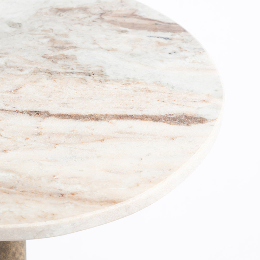 Marble Bakha Round Side Table with Metal