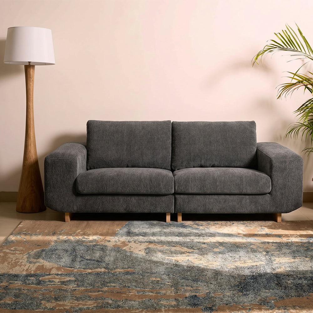 Velvet Kiko 2-Seater Sofa - Charcoal