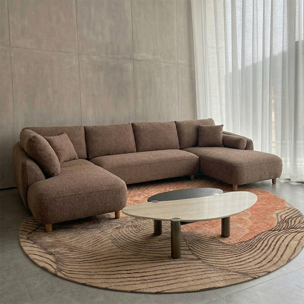 Chenille Cantil 6-Seater Sofa - Berry