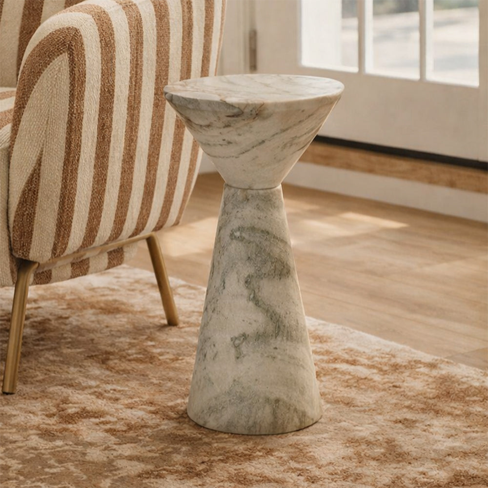 Obelisk Accent Table - Green Marble