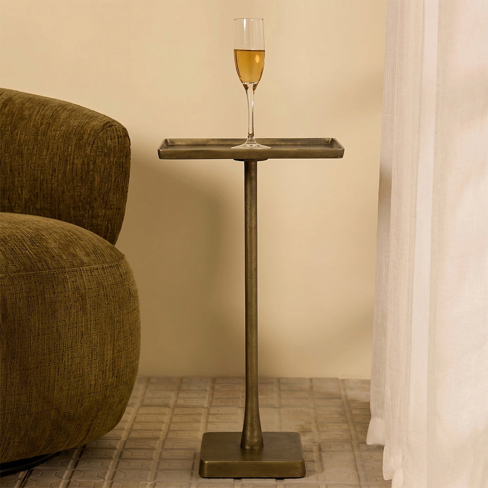 Vedo Aluminium Side Table – Matte Antique Brass