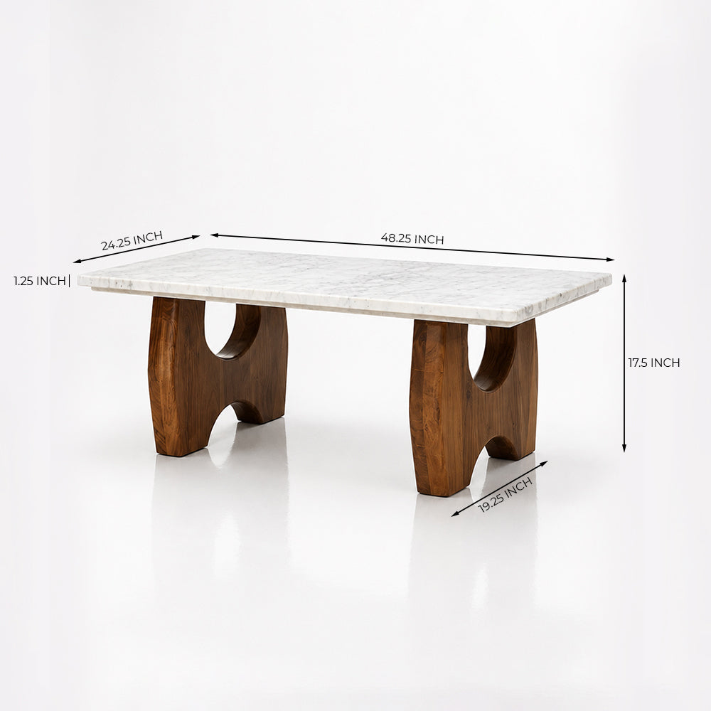 Flume Marble Coffee Table with Wood