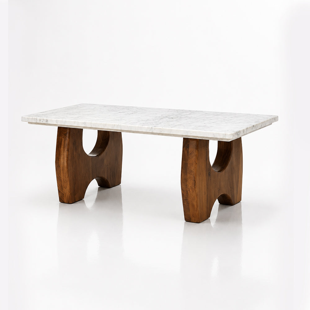 Flume Marble Coffee Table with Wood